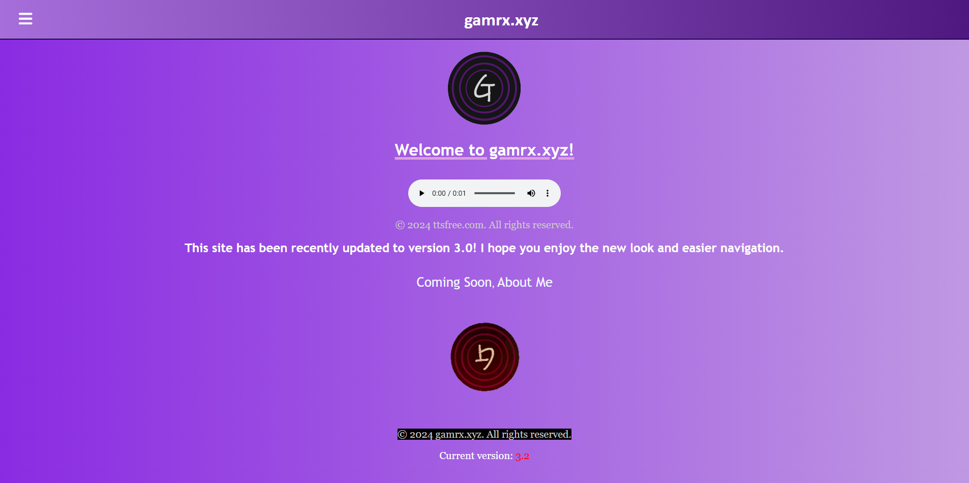 A Screenshot of gamrx.xyz before it was taken down.